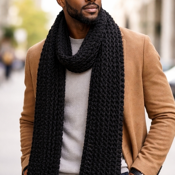 Black Turkish Wool Scarf (Unisex)